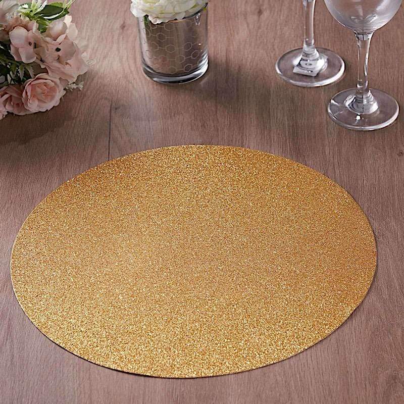 6 pcs 12" Oval Glittered Faux Leather Placemats