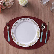 6 pcs 12" Oval Glittered Faux Leather Placemats
