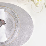 6 pcs 12" Oval Glittered Faux Leather Placemats