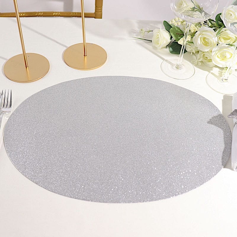 6 pcs 12" Oval Glittered Faux Leather Placemats