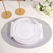 6 pcs 12" Oval Glittered Faux Leather Placemats