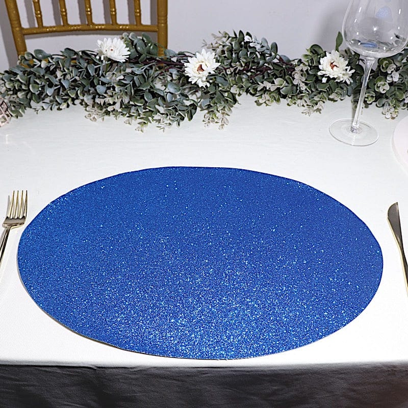 6 pcs 12" Oval Glittered Faux Leather Placemats