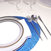 6 pcs 12" Oval Glittered Faux Leather Placemats