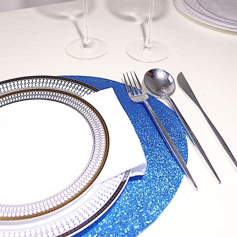 6 pcs 12" Oval Glittered Faux Leather Placemats