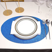 6 pcs 12" Oval Glittered Faux Leather Placemats
