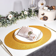 6 pcs 12" Oval Glittered Faux Leather Placemats