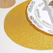 6 pcs 12" Oval Glittered Faux Leather Placemats