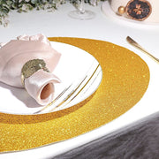 6 pcs 12" Oval Glittered Faux Leather Placemats