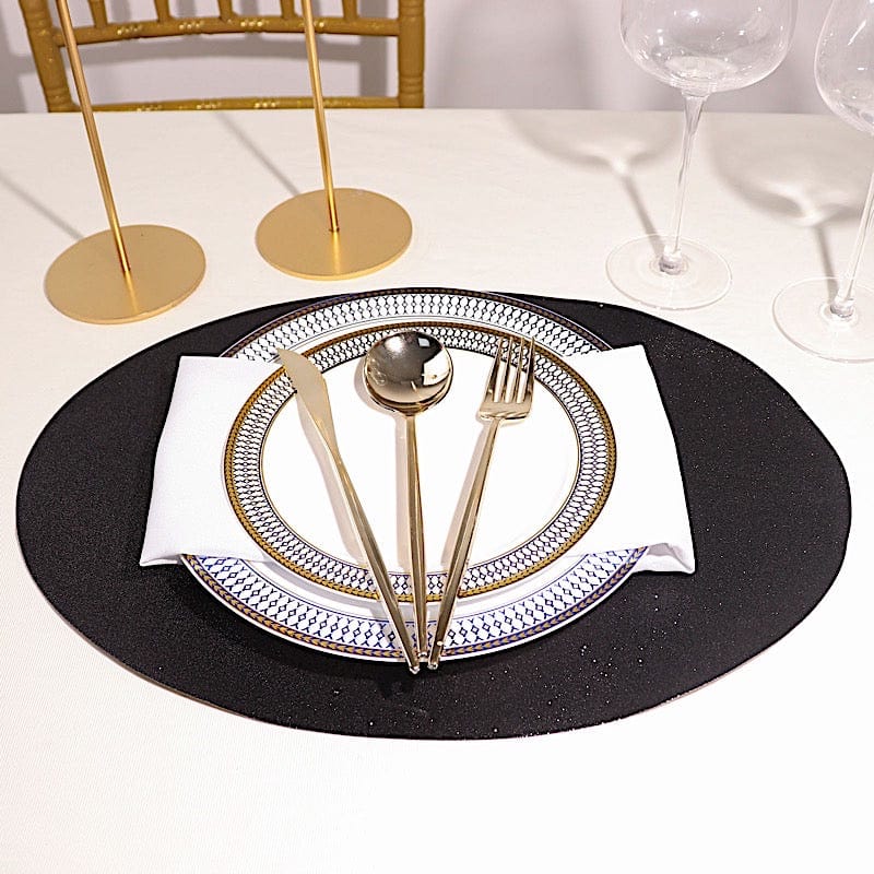 6 pcs 12" Oval Glittered Faux Leather Placemats