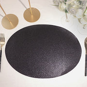 6 pcs 12" Oval Glittered Faux Leather Placemats