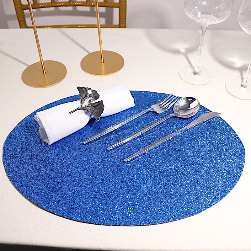 6 pcs 12" Oval Glittered Faux Leather Placemats