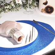 6 pcs 12" Oval Glittered Faux Leather Placemats