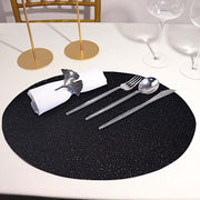 6 pcs 12" Oval Glittered Faux Leather Placemats