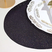 6 pcs 12" Oval Glittered Faux Leather Placemats