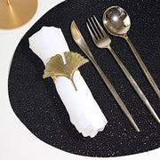 6 pcs 12" Oval Glittered Faux Leather Placemats