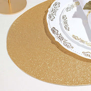 6 pcs 12" Oval Glittered Faux Leather Placemats