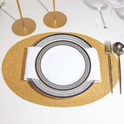 6 pcs 12" Oval Glittered Faux Leather Placemats