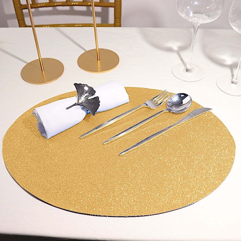 6 pcs 12" Oval Glittered Faux Leather Placemats