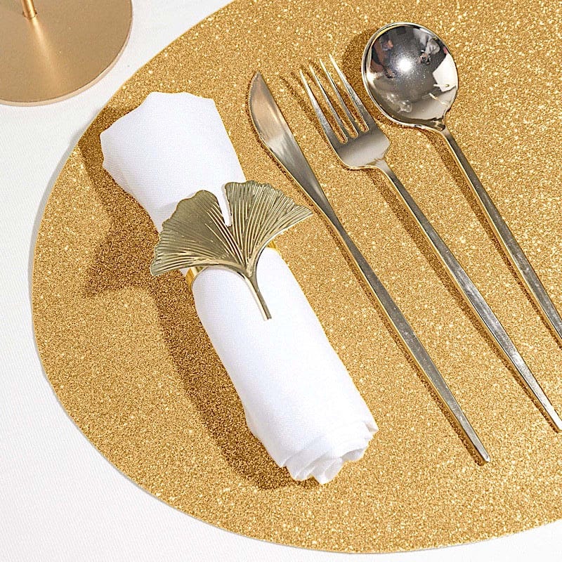 6 pcs 12" Oval Glittered Faux Leather Placemats