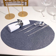 6 pcs 12" Oval Glittered Faux Leather Placemats