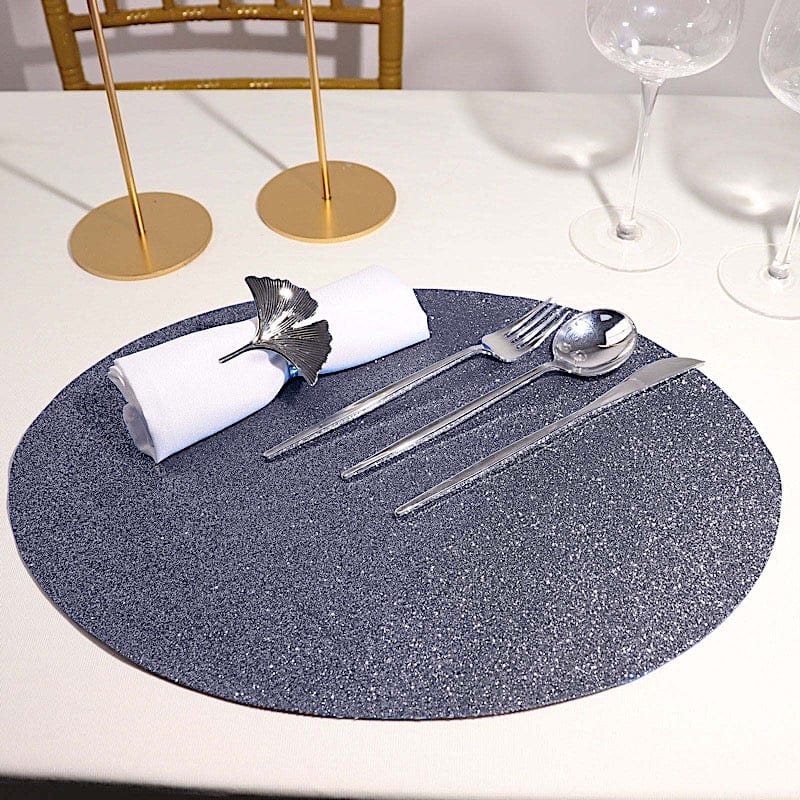 6 pcs 12" Oval Glittered Faux Leather Placemats