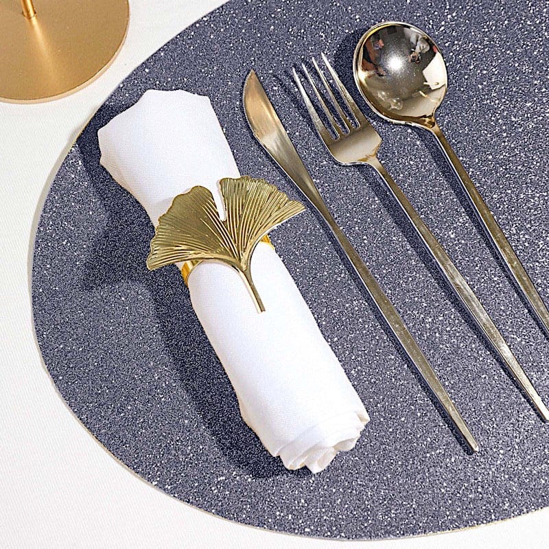 6 pcs 12" Oval Glittered Faux Leather Placemats