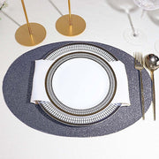 6 pcs 12" Oval Glittered Faux Leather Placemats