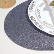 6 pcs 12" Oval Glittered Faux Leather Placemats