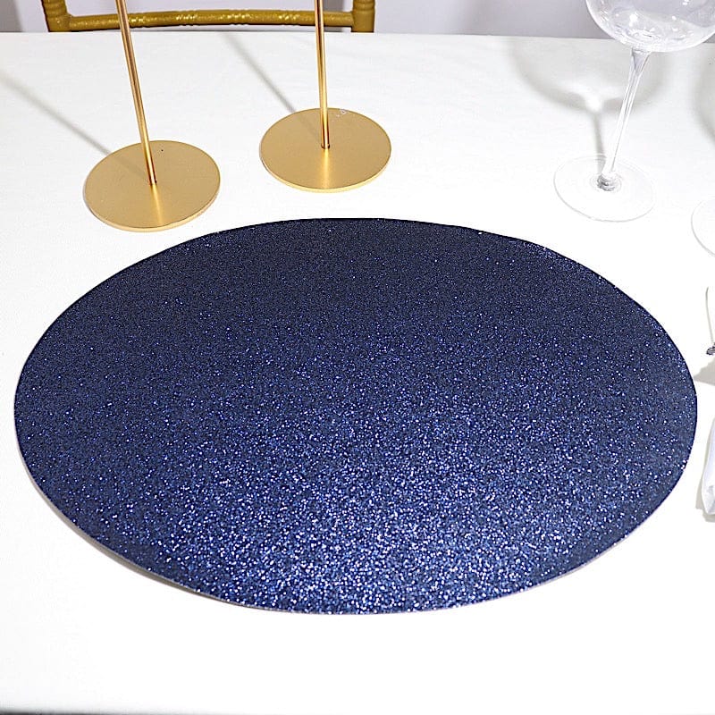 6 pcs 12" Oval Glittered Faux Leather Placemats