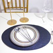 6 pcs 12" Oval Glittered Faux Leather Placemats