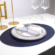 6 pcs 12" Oval Glittered Faux Leather Placemats