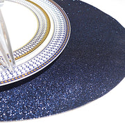6 pcs 12" Oval Glittered Faux Leather Placemats