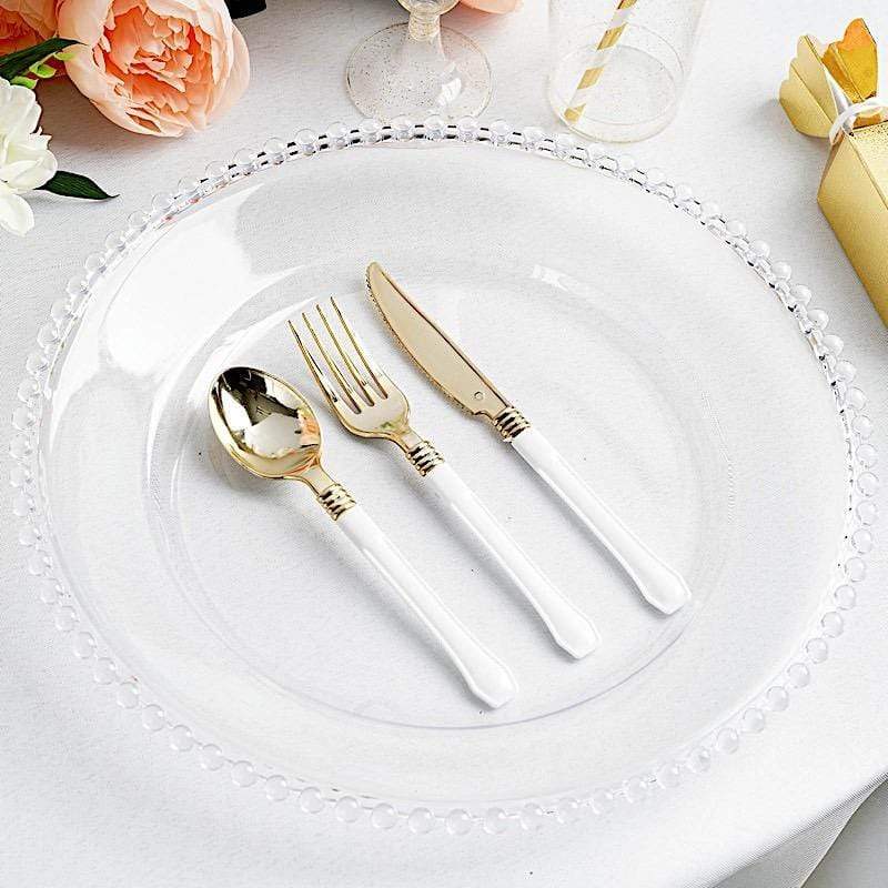 6 pcs 12" Round Beaded Rim Charger Plates