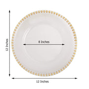 6 pcs 12" Round Beaded Rim Charger Plates