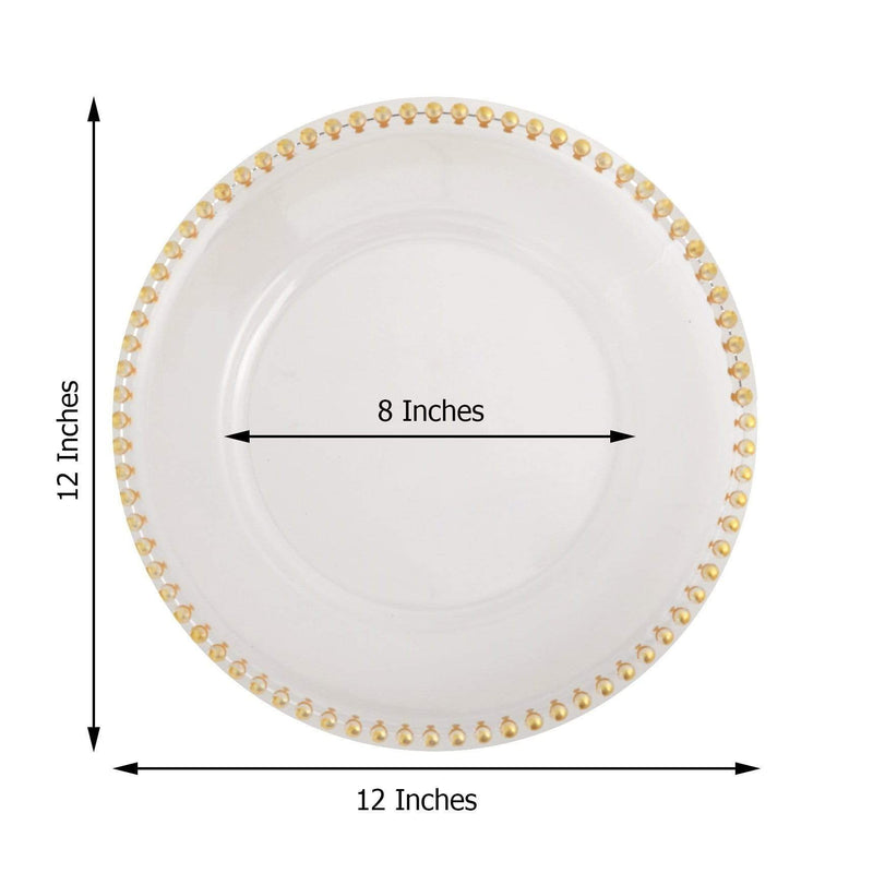 6 pcs 12" Round Beaded Rim Charger Plates