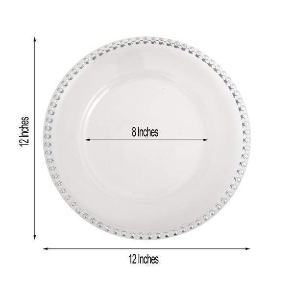 6 pcs 12" Round Beaded Rim Charger Plates