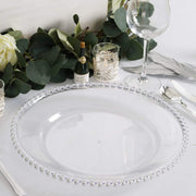 6 pcs 12" Round Beaded Rim Charger Plates