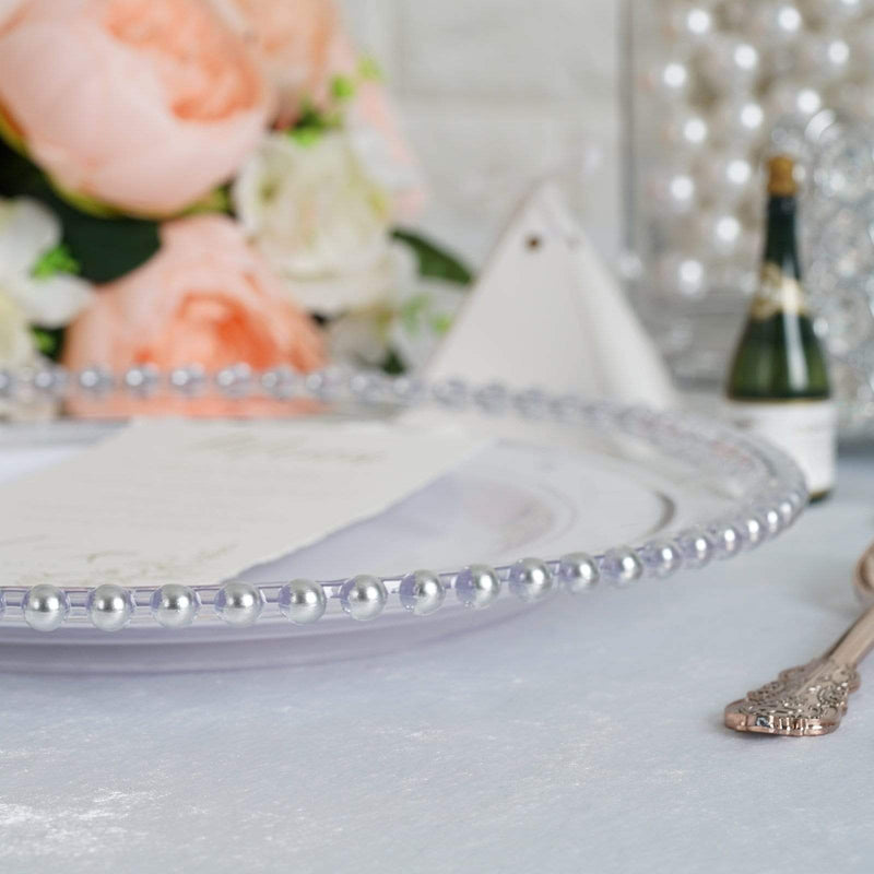 6 pcs 12" Round Beaded Rim Charger Plates