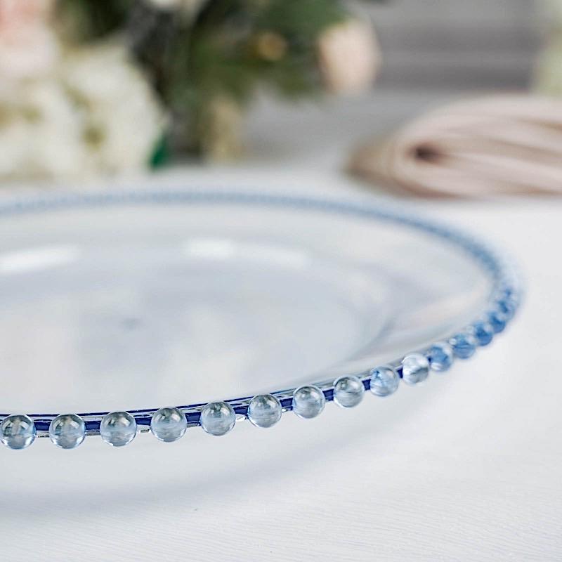 6 pcs 12" Round Beaded Rim Charger Plates