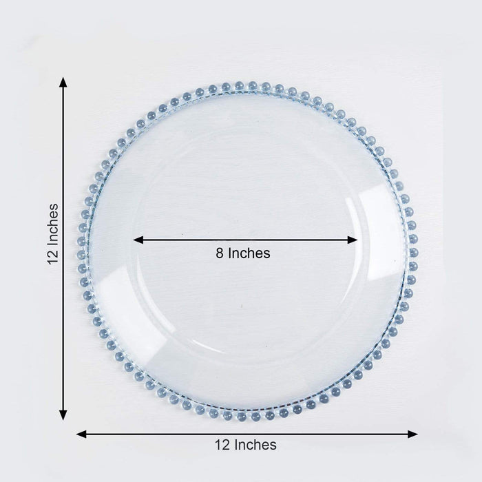 6 pcs 12" Round Beaded Rim Charger Plates