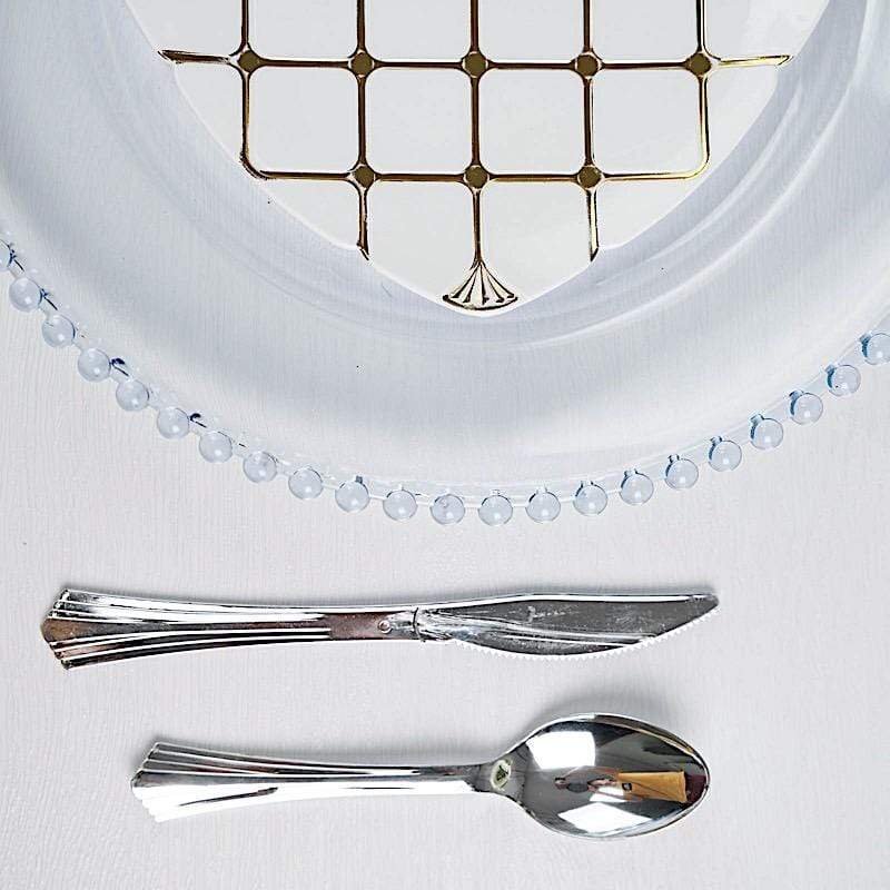 6 pcs 12" Round Beaded Rim Charger Plates