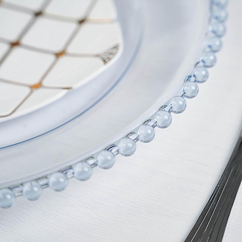 6 pcs 12" Round Beaded Rim Charger Plates