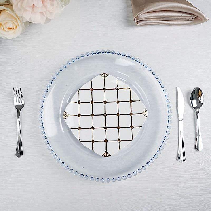 6 pcs 12" Round Beaded Rim Charger Plates