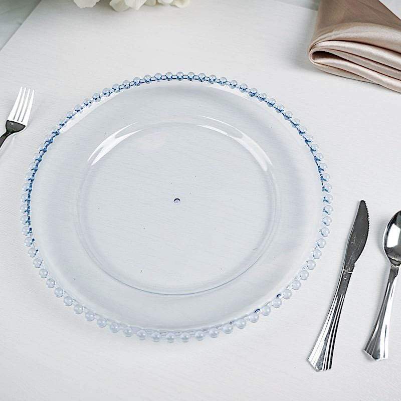 6 pcs 12" Round Beaded Rim Charger Plates