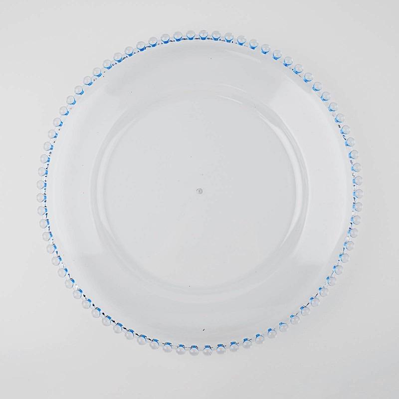 6 pcs 12" Round Beaded Rim Charger Plates