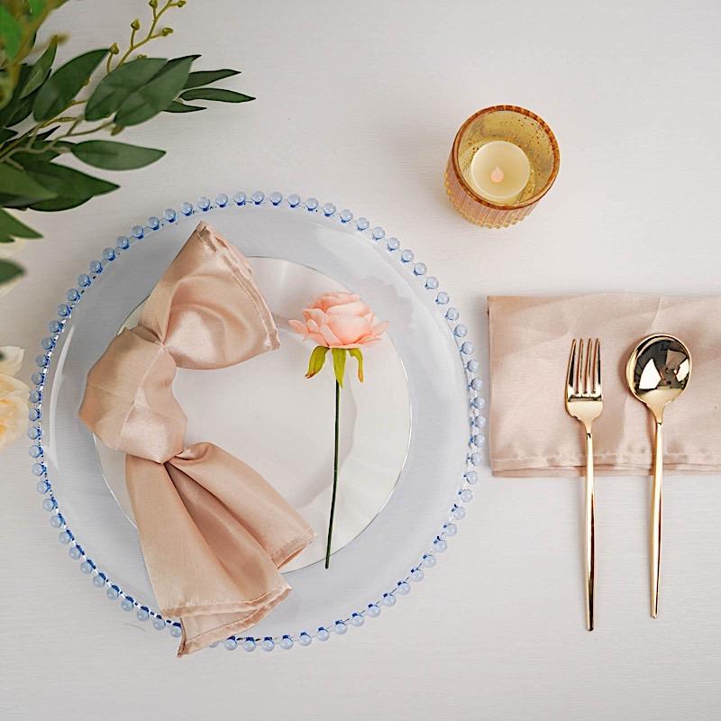 6 pcs 12" Round Beaded Rim Charger Plates