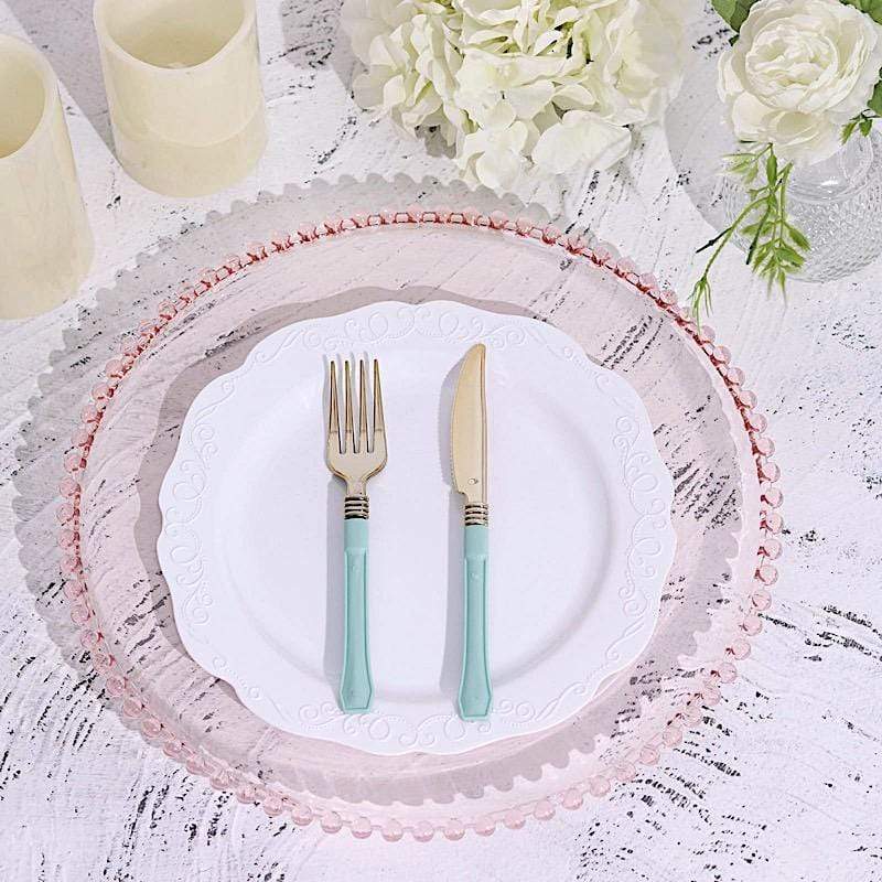 6 pcs 12" Round Beaded Rim Charger Plates