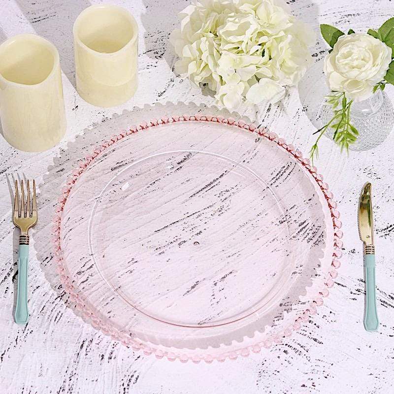 6 pcs 12" Round Beaded Rim Charger Plates