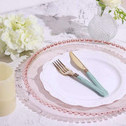 6 pcs 12" Round Beaded Rim Charger Plates