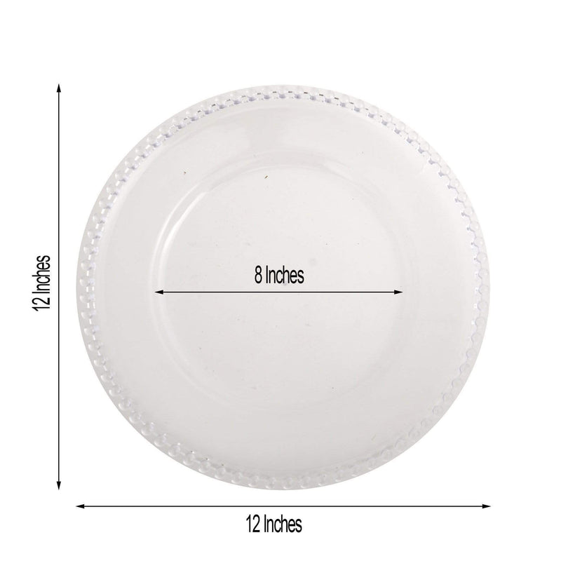 6 pcs 12" Round Beaded Rim Charger Plates